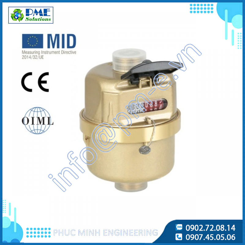 Đồng hồ đo nước thể tích kiểu piston quay bằng đồng thau AMT VPB Series Ammete | Giá tốt tại PM-E.VN