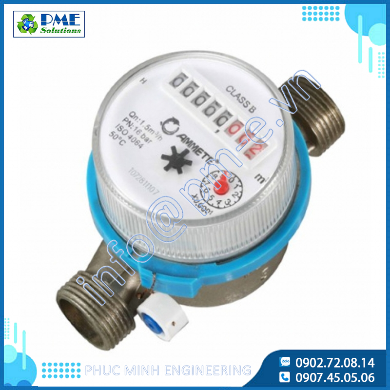 Đồng hồ nước dạng tia đơn thân thép không gỉ loại khô AMT SJS-D Series Ammete
