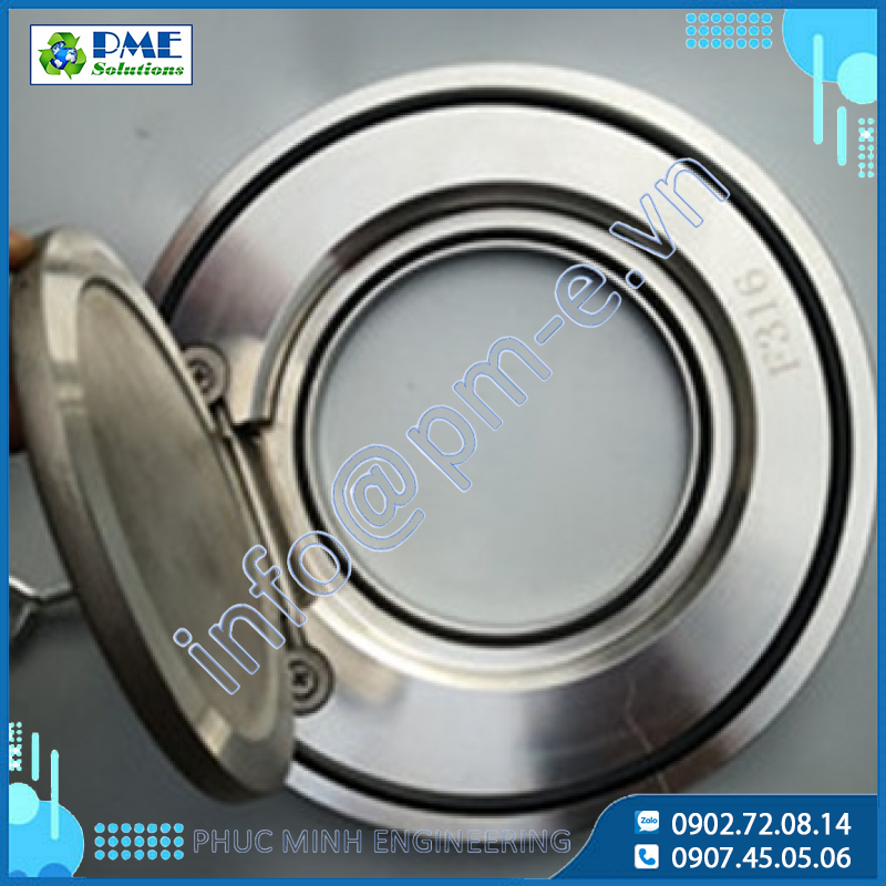 Van 1 chiều lá lật dạng kẹp inox SS316 | Wafer Check Valve PN16